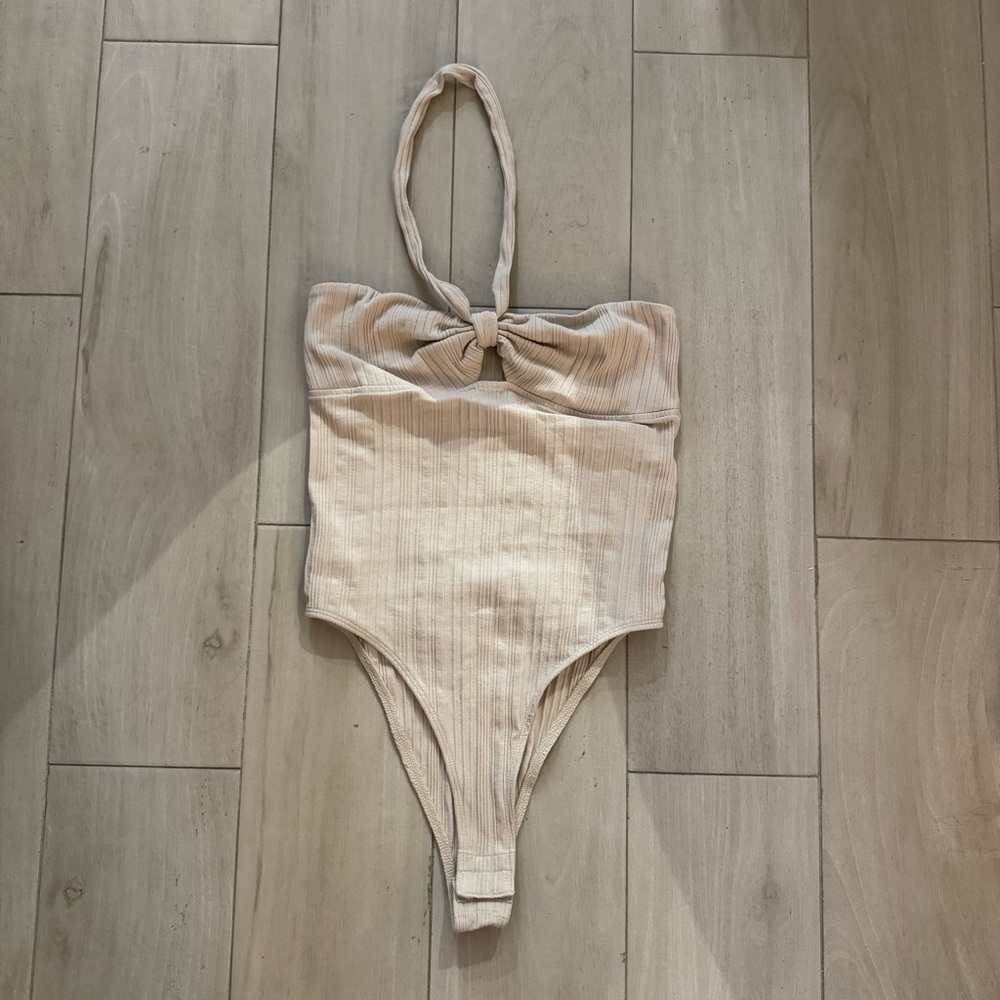 Zara Beige Halter Bodysuit